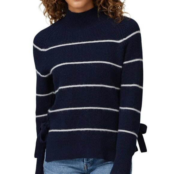 Rebecca Taylor Size Unknown Blue White Striped Turtleneck Sweater w/ Side Ties - Picture 9 of 14